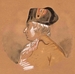 Portrait aquarellé de Philippe Lebas, en buste, de profil gauche, coiffé d’un bicorne cocardé.