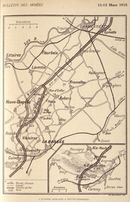 Carte de la ligne de front à Neuve-Chapelle en mars 1915.