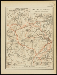 Carte couleur montrant les lignes de front dans la région de Cambrai.