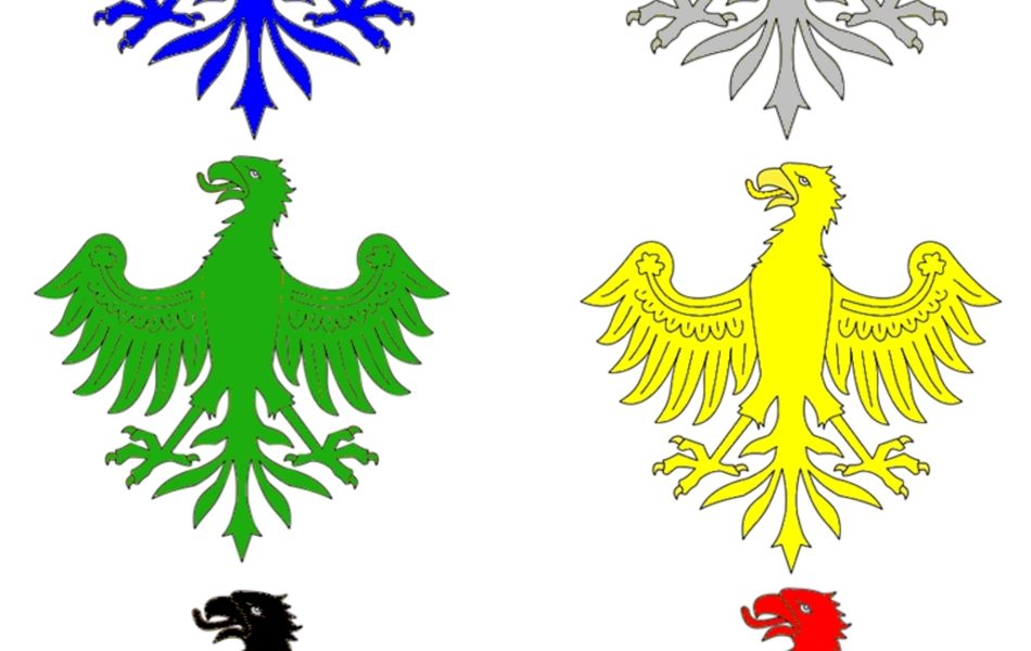 Document couleur représentant 6 aigles colorés.