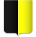 Blason coupé en daux deux verticalement : la droite est jaune et la gauche noire. 